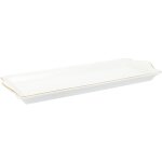 Plat de service en porcelaine liser� dor� 34 x 14 cm