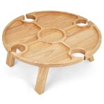 Plateau apritif - livoo - mes150 - bois d'hva - plateau sparateur - 4 encoches pour verres - pieds ...