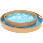 Plateaux en bois maill coquillages (lot de 2)