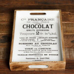 Plateau chocolat bois clair 38x25cm