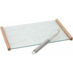 Plateau  fromages en verre et bambou avec couteau