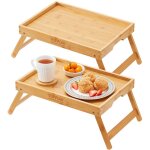 Mophorn lot de 2 plateaux de lit avec pieds pliables en bambou, plateau de petit - d�jeuner portable ...