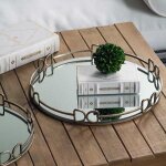 La grande prairie - plateau miroir anses argent�es 45x45x5cm