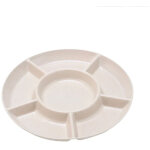 Plateau de rangement 6 compartiments, assiette � fruits et snacks, plateau ap�ritif, couleur beige