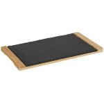 Plateau rio en bambou et ardoise 45 x 30 cm noir / naturel