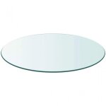 Plateau rond en verre tremp� 90 cm ? �paisseur 0, 9 cm ? bords polis �pais ? r�sistant pour table basse ...