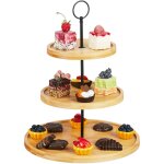 Plateau de service, 3 niveaux, bambou, gteaux, snacks, poigne mtal, prsentoir, hxd: 36x28cm, nature ...