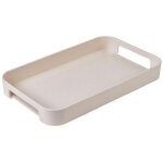 Plateau de service blanc avec poign�es plateau de service rectangulaire empilable en plastique