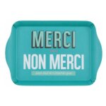Plateau de service imprim  merci  21cm bleu
