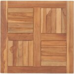Plateau de table plan de travail - bois de teck solide 60x60x2, 5 cm bv314926 bonnevie