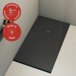 Receveur de douche poalgi, extraplat, noir anthracite, l. 70 x l. 130 cm, finition ardoise, s�rie hos's ...