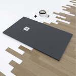 Platos de ducha y mamparas - receveur de douche deluxe extra - plat 80x90 cm gris fonc�