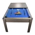 Billard américain ambiance 7ft - 226, 5 x 126, 5 x 80 cm avec accessoires et plateau dînatoire - gris ... Billard américain ambiance 7ft - 226, 5 x 126, 5 x 80 cm avec accessoires et plateau dînatoire - gris ...
