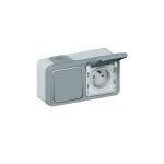 Interrupteur va et vient et prise de courant 2p + t tanches complet gris plexo ip55 legrand