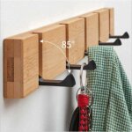 Pliable pat�res en bois naturel, porte - manteau mural avec 5 crochets �tag�re murale range - courrier ...