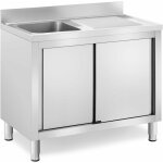 Plonge en acier inoxydable inox professionnelle sur meuble bas armoire placard avec vier acier inoxydable ...