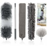 Plumeau 5 en 1 t�lescopique avec t�te de loup en microfibre lavable et pliable, �quip� d'une poign�e ...