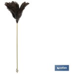 Plumeau d'autruche n�3 plumes naturelles antistatiques (avec manche en bois) 71x18cm coloris noir