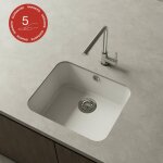 Poalgi - cuve sous plan gandia 194, granit, blanc snow, 54 cm, 1 bac