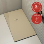 Poalgi - receveur de douche extraplat, beige albero , l. 75 x l. 110 cm, finition ardoise, srie hos's ...