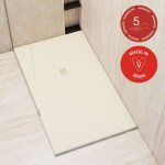 Poalgi - receveur de douche extraplat, blanc marfil, l. 90 x l. 160 cm, finition sable, srie hos's
