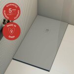 Poalgi - receveur de douche extraplat, gris ciment, l. 80 x l. 140 cm, finition ardoise, s�rie hos's