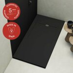 Poalgi - receveur de douche extraplat, noir anthracite, l. 90 x l. 120 cm, finition ardoise, s�rie gneis ...