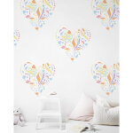 Pochoir, coeurs et cercles, motif floral, amour, 60 cm x 70 cm