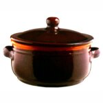 Po�le � 2 manches haut avec couvercle, diam�tre 24 cm, couleur bruna coli