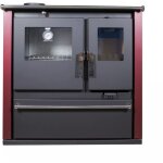 Po�le � bois de cuisine verso cs plus - 7, 7 kw avec four en inox, panneaux peints en noir et sortie ...
