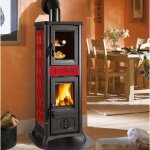 Poele a' bois la nordica extraflame four gemma avec four en majolique bordeaux 7, 2 kw 206 m chauffe' ...