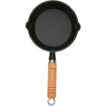 Po�le en fonte 16x3cm avec manche en bois, anti - adh�sive et facile � nettoyer - chauffage rapide et ...