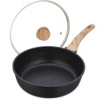 Po�le � frire, anti - adh�sive, sauteuse, 28 cm, en aluminium, poign�e ergonomique, induction, wok, noir ...