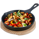 Po�le � frire avec planche de service, ronde, pour cuisini�re et grill, d : 20 cm, fonte, anthracite ...