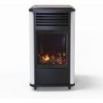 Poele  gaz 3. 4kw blanc et noir chauffage d'appoint effet feu manhattan sahara