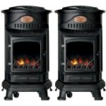 Pole  gaz provence en fonte 3400w pack de 2 noir effet feu chauffage d'appoint gaz sur roues