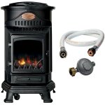 Pole  gaz fonte vritable 3, 4kw noir effet feu + tuyau gaz + dtendeur butane provence universal