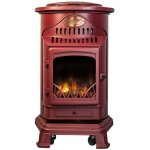 Tagu - pole  gaz fonte vritable 3. 4kw rouge chauffage d'appoint effet feu provence universal
