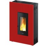 Dfl - poele a' granule's pegaso madison 5 5, 2 kw air avec habillage me'tallique peint en rouge pour ...