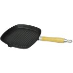 Po�le de grill fonte avec poign�e en bois 20 x 20 cm - inlife