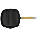 Po�le de grill fonte avec poign�e en bois 20 x 20 cm vidaxl