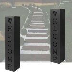 Le poisson qui jardine - lot de 2 colonnes décoratives, pour jardin, en métal, noir, welcome Le poisson qui jardine - lot de 2 colonnes décoratives, pour jardin, en métal, noir, welcome