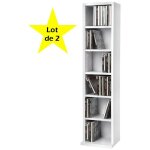 Le poisson qui jardine - lot de 2 �tag�res murales biblioth�ques 90 cm de hauteur. 6 compartiments blanc ...