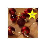 Le poisson qui jardine - lot de 2 guirlandes de nol boules et led sapin 2m rouge - rouge