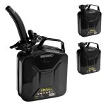 Le poisson qui jardine - lot de 3 jerricans - bidon � carburant 5l en m�tal noir. certifi� un (onu) et ...