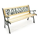 Le poisson qui jardine - banc de jardin en bois et fonte de fer avec dossier  motif tulipe double grille ...