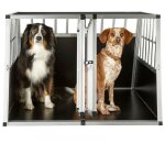 Le poisson qui jardine - cage double caisse de transport solide en m�tal et bois pour chiens - noir