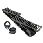 Le poisson qui jardine - caniveau 1 mètre avec grille de protection fonte max. 12, 5 tonnes - noir Le poisson qui jardine - caniveau 1 mètre avec grille de protection fonte max. 12, 5 tonnes - noir