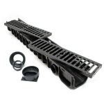 Le poisson qui jardine - caniveau 1 mètre avec grille de protection fonte max. 25 tonnes - noir Le poisson qui jardine - caniveau 1 mètre avec grille de protection fonte max. 25 tonnes - noir