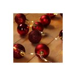 Guirlande de nol boules et led sapin 2m rouge - rouge